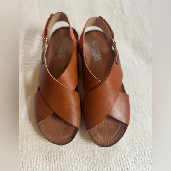 Pikolinos Mahon Wedge Sandal Womens Sz 8 EU 38 Brandy Brown Leather wedge - Picture 3 of 7